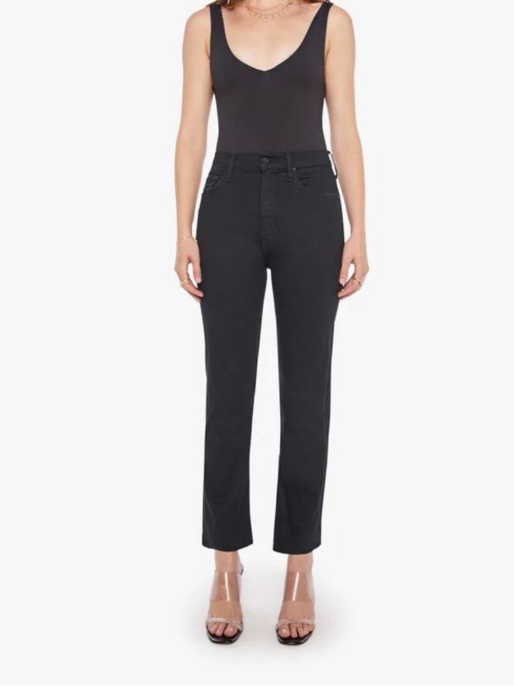 mother high waisted rider skimp jeans in not guilty